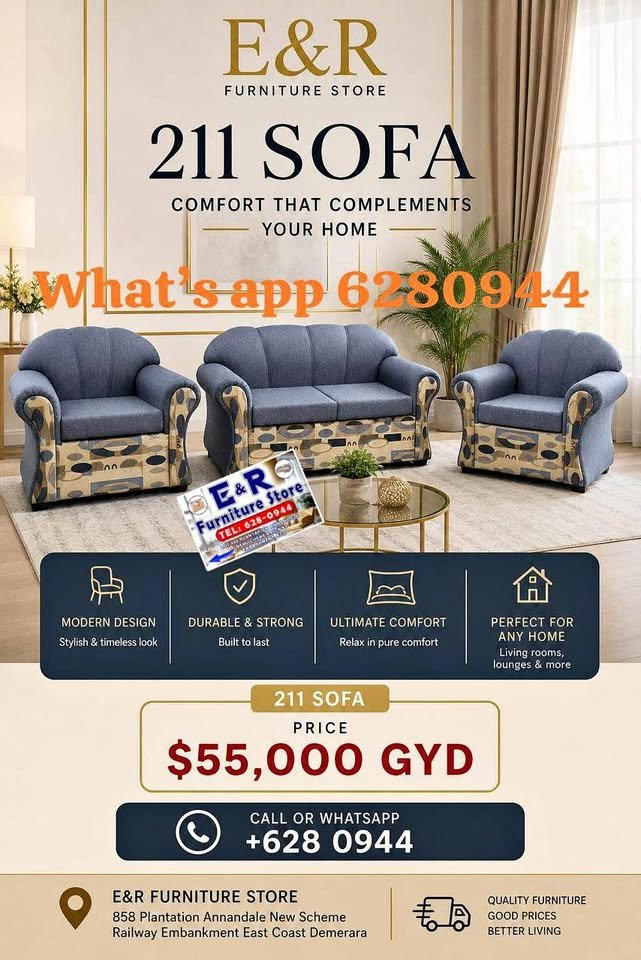 E&R furniture store 211 sofa 🛋️ Price $55,000 GYD